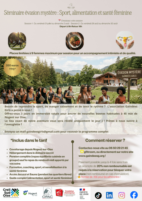 Séminaire évasion mystère :  Sport, alimentation et santé féminine